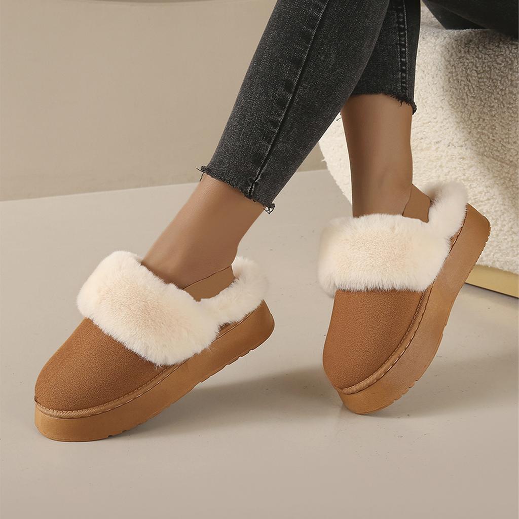 Winter New Round Toe Comfortable and Warm Casual Snow Boots Fashionable Thick Soled Shallow Mouth Midsole Boots for Women