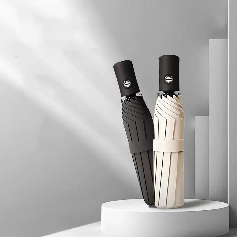 Auto Open Close 8 Rib Folding Umbrella Lightweight Sun Rain Dual Use Parasol for Women Travel
