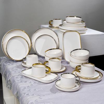 Nowoczesny Luksusowy Ceramiczny Zestaw Stołowy 2024: Miski, Talerze i Pałeczki - Idealne do Domu i na Prezent na Parapetówkę.