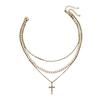 Layered Cross Necklace for Women Rhinestone Crystal Pendant Multi-Layer Choker Chain with Adjustable Extender