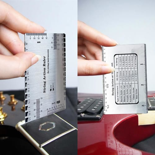 CHENLONB String Height Gauge, Guitar String Height Ruler, Measuring Tool, Fingerboard Protection, Fingerboard Grinding Repair Tool, Maintenance Tool F