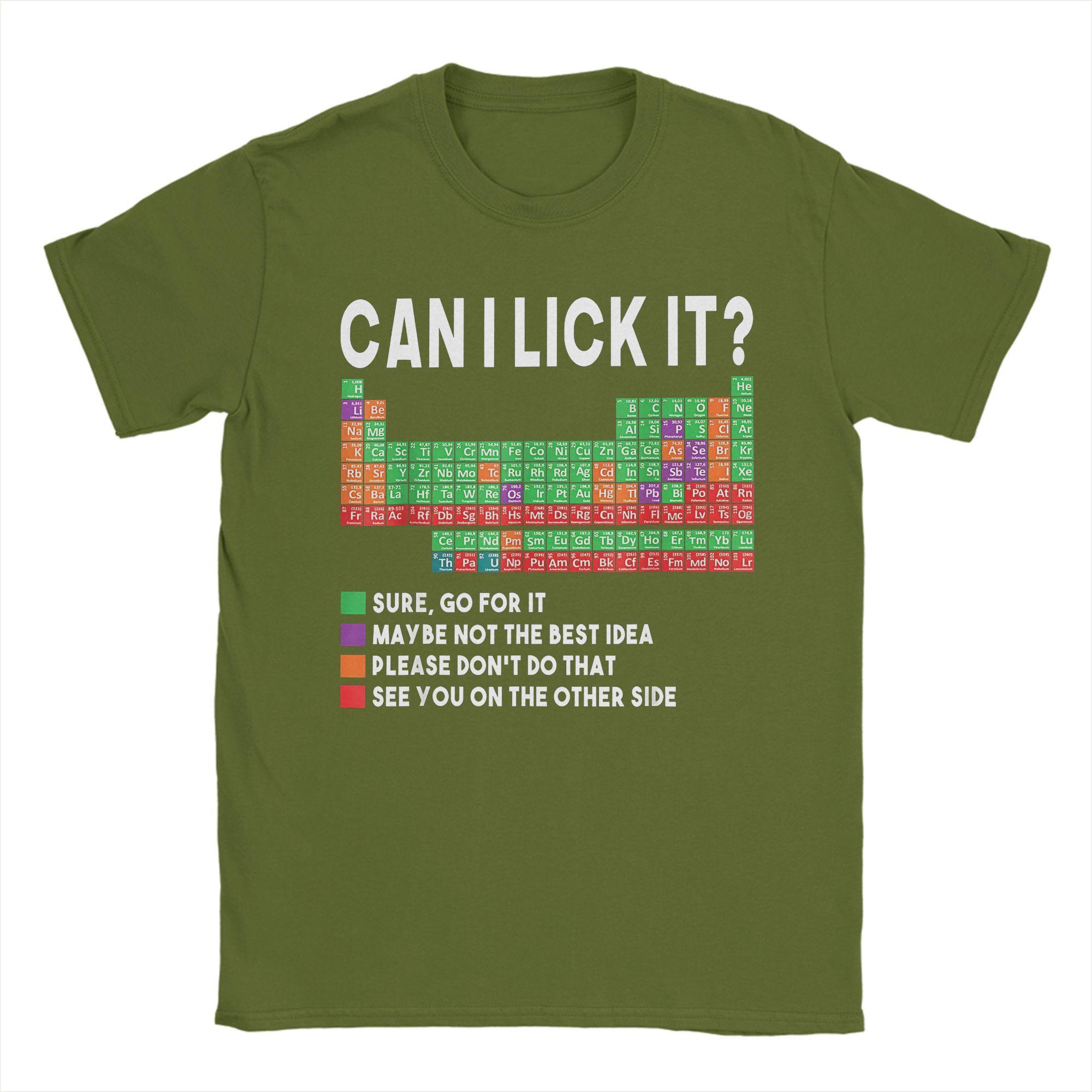 

Can I Lick It Periodic Table Science Teacher T-Shirts Men Casual Cotton Tee Shirt O Neck Short Sleeve T Shirt Plus Size Clothes 4XL