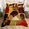 African Women Duvet Cover QueenModern Art Leaves Bedding Set For Kids Teens Adult Room DecorAbstract Geometric Plaid Patchwork