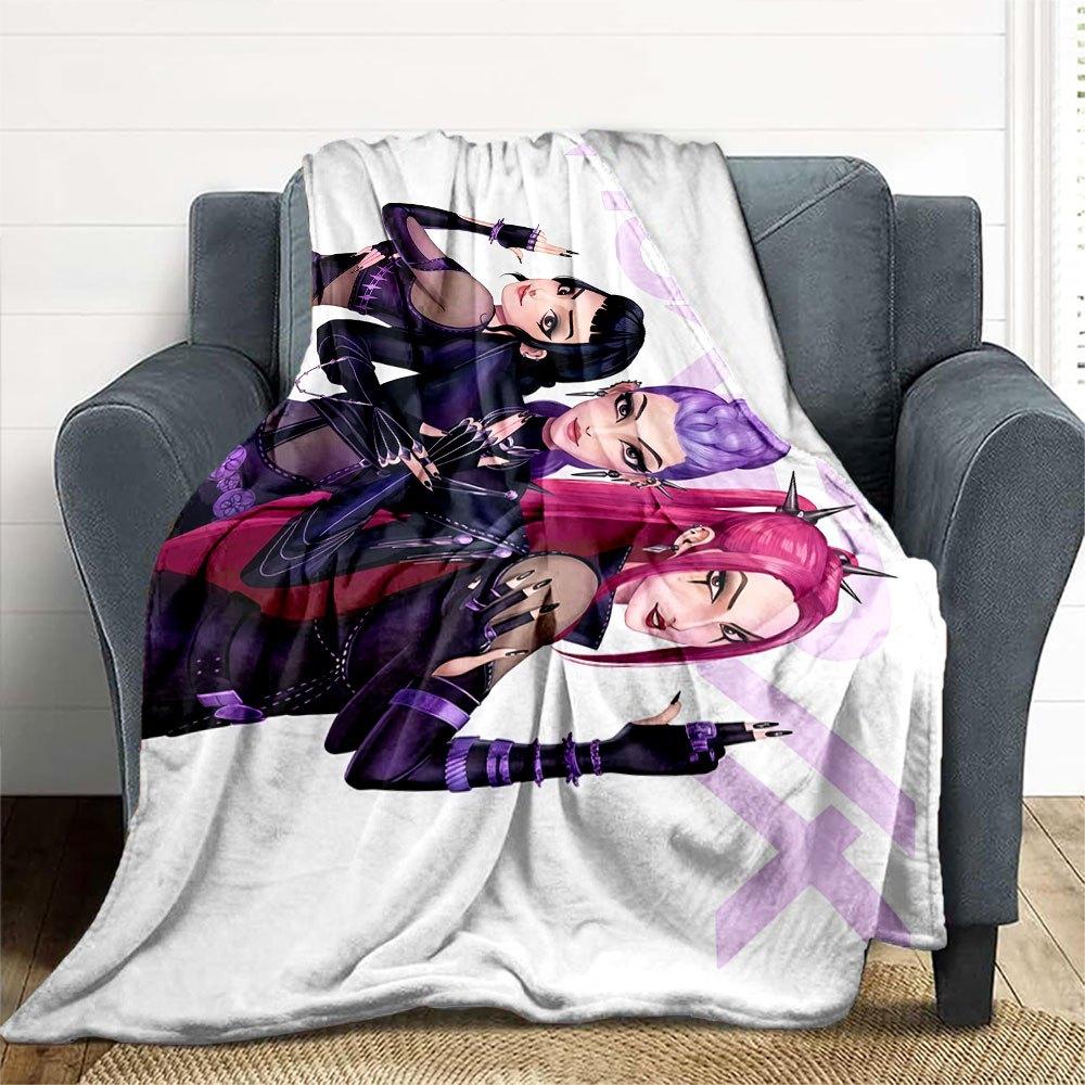 "Vivid Anime Girls Poster: Cool Purple Hair Designs"Blanket Lightweight Flannel Throw Blanket for Sofa, Bed, Travel, Camping, Livingroom, Of
