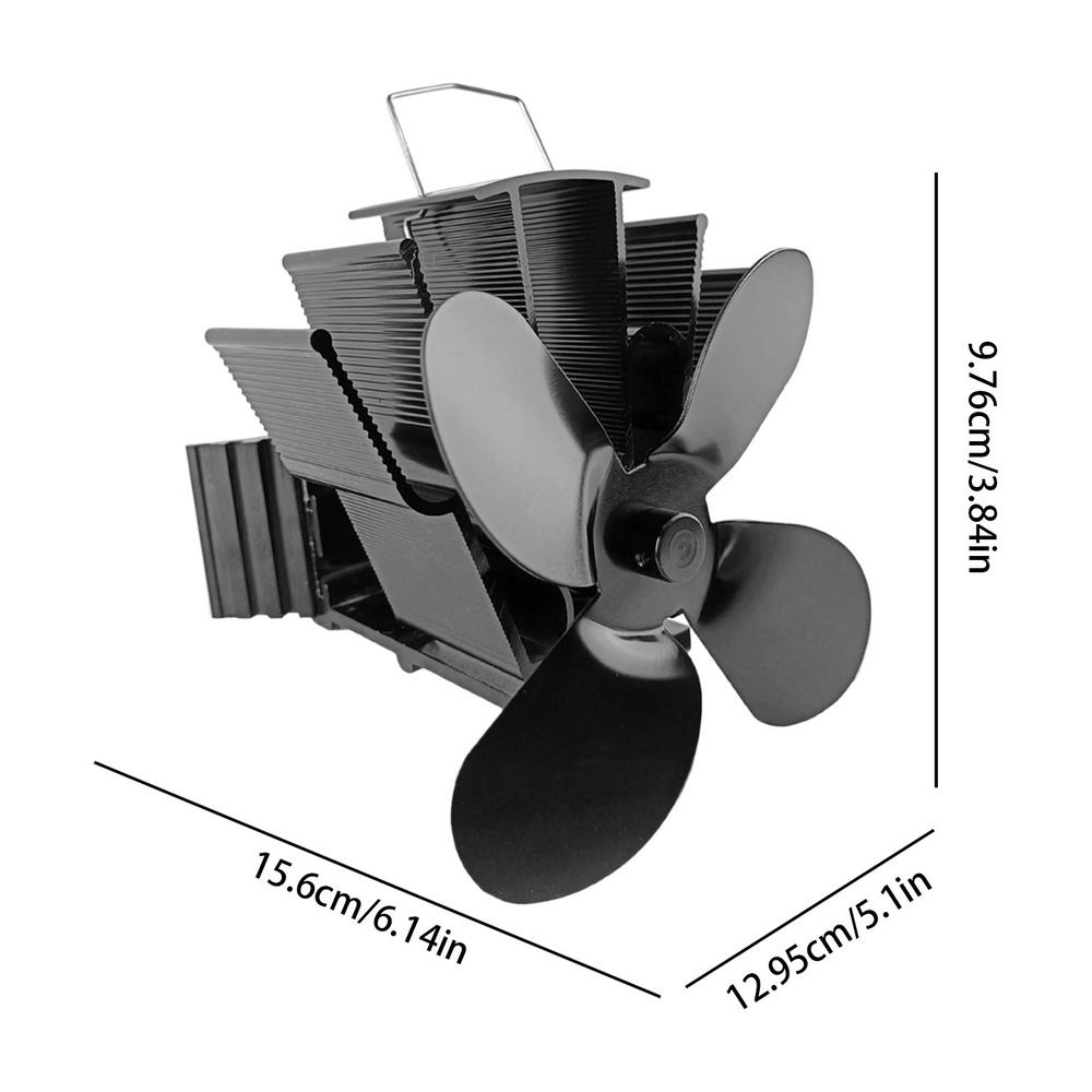 Heat Powered Stove Fan Wood Stove Fans Non Electric 4-blades Fireplace Fan Efficient Heat Distribution Heat Powered Stove Fan чёрный