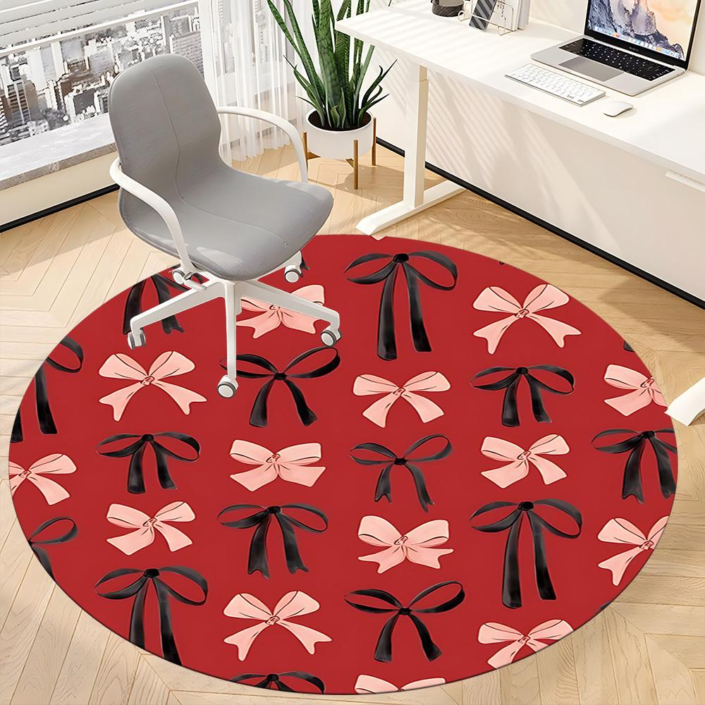 1pc Bow Pattern Carpet for Office Non-Slip, Round Carpet, Soft & Comfortable, Carpet for Office, Lightweight Round Floor Mat