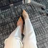 New Style Raised Pointed Flat Shoes In Nude Color, Super Light Cut Flat Shoes, Super Light Cut Single Shoes for Women