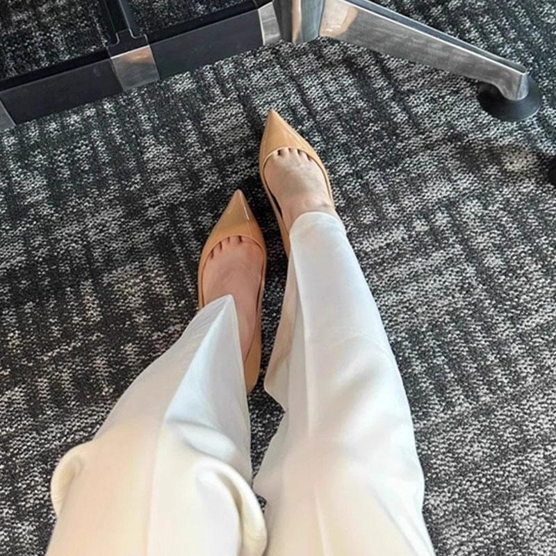 New Style Raised Pointed Flat Shoes In Nude Color, Super Light Cut Flat Shoes, Super Light Cut Single Shoes for Women