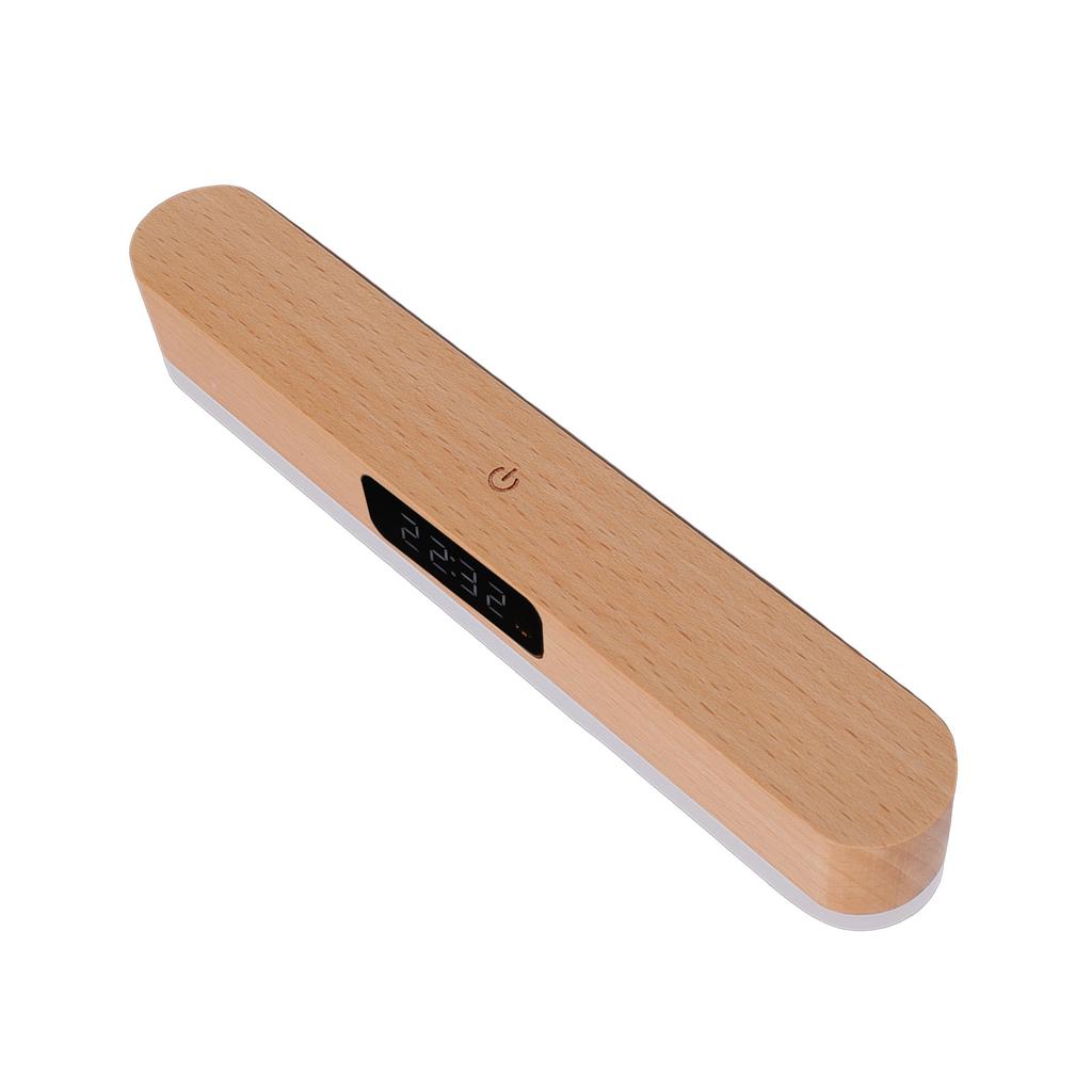 Wooden Wall Clock Lamp 10 Brightness Levels Magnetic Battery Operated Wall Sconce with Remote Control for Bedroom