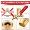 2 Way Garden Hose Splitter 3/4" Brass Tap Connector 3/4 Inch Ght Thread and Washers Connect