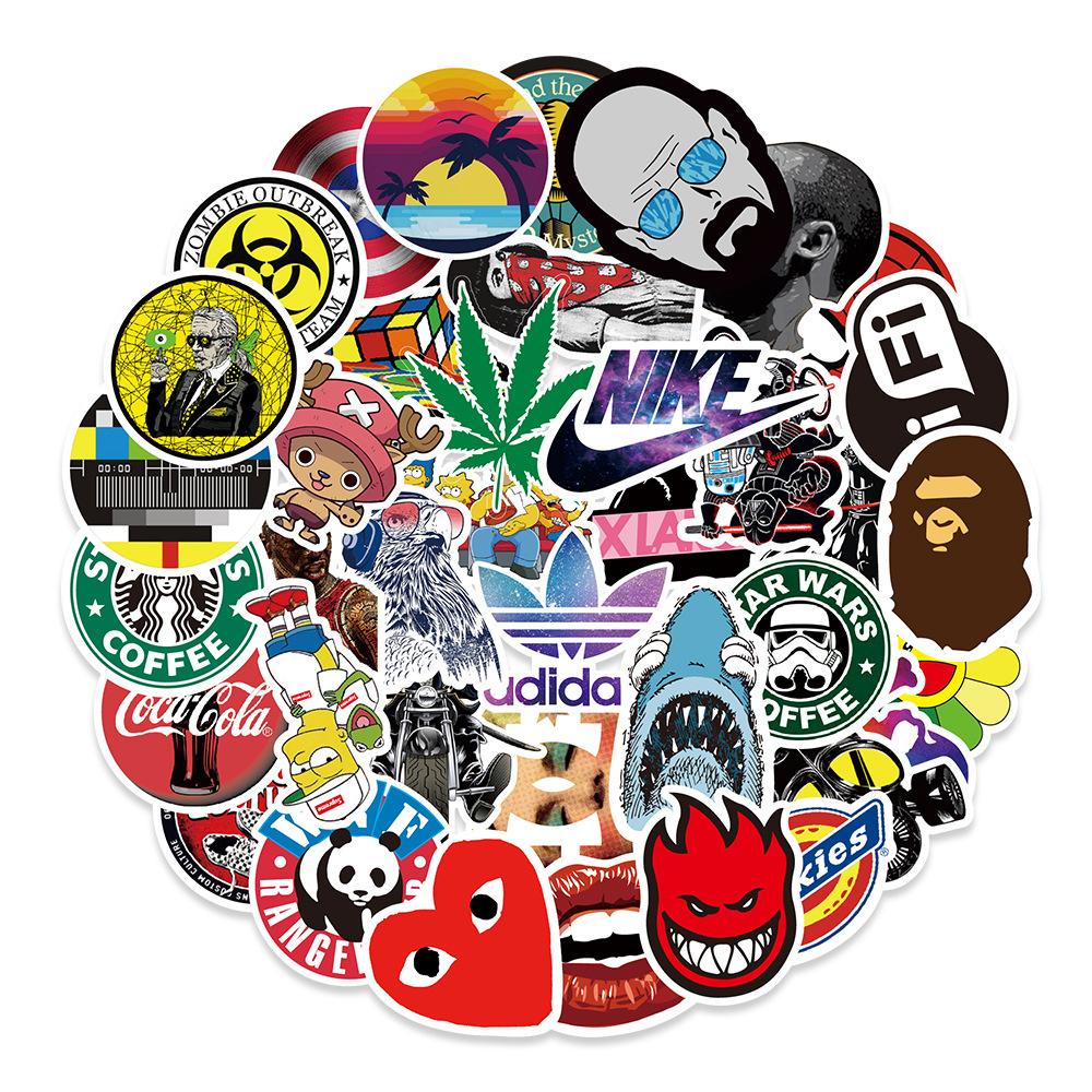 

100 Модных карточек без повторений Персонализированные граффити-наклейки Наклейки для автомобиля, стакана для воды, ноутбука