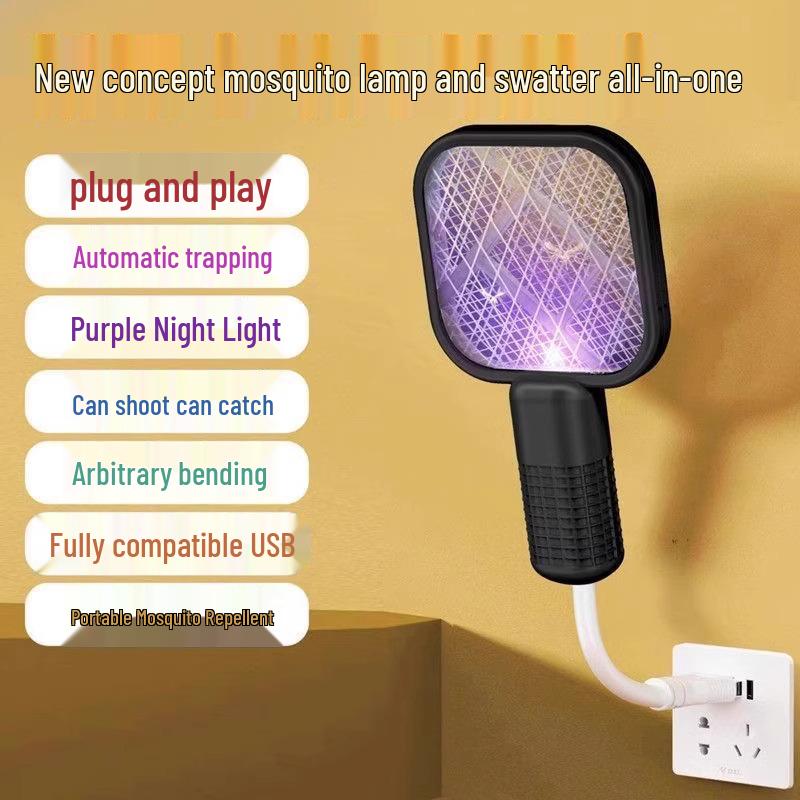 Bärbar Uppladdningsbar Elektrisk Flugsmälla: Strålningsfri, hållbar och långvarig med automatisk avvisande funktion för hem och bil