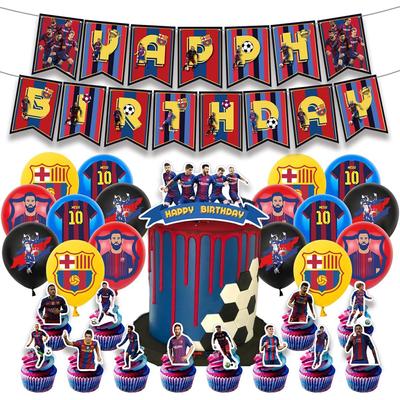 30pcs Barcelona Messi Football Party Included a Banner Cake Toppers Balloons
