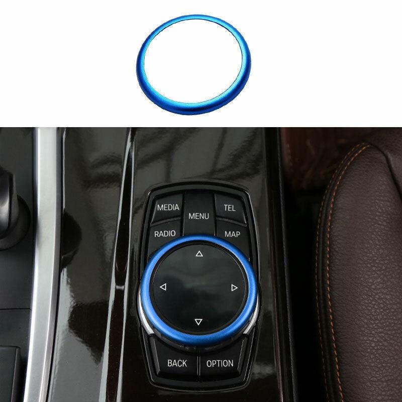 For BMW X3 G01 X4 G02 2018-2021 Blue Aluminum Console Multimedia Knob Ring Trim