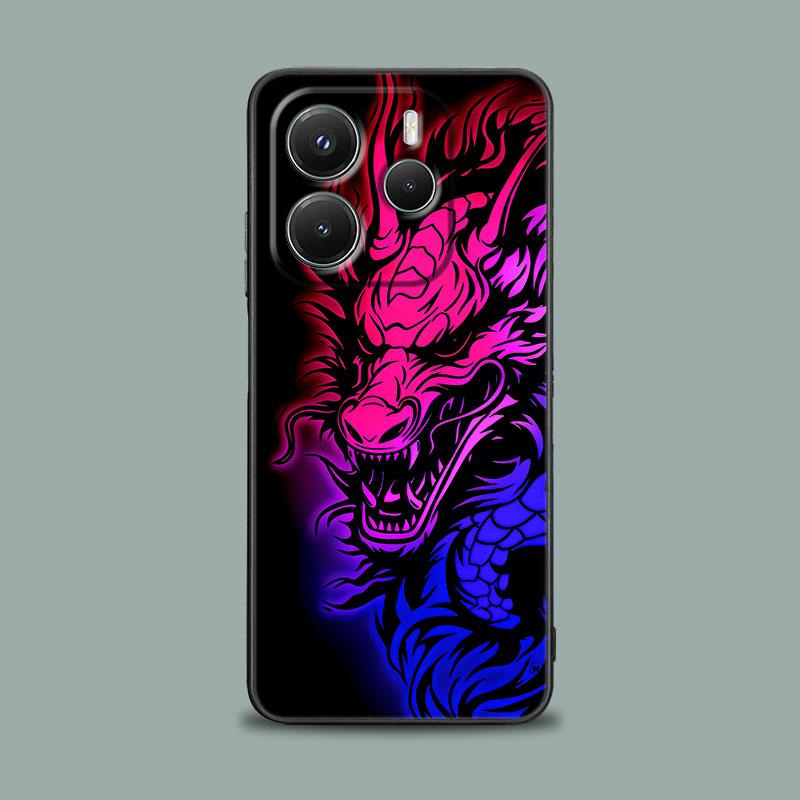 Phone Case for Xiaomi Redmi 15C 14C 12C 13C Redmi Note 15 14 13 12 11 10 Pro Plus 5G 12S Silicone Cover Cute Black White Dragon