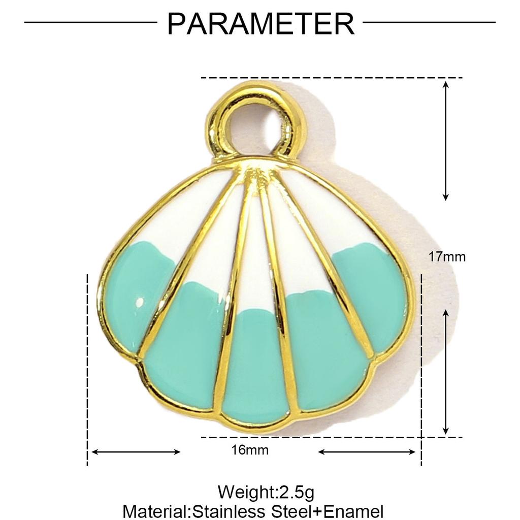 3pcs/Lot Stainless Steel Enamel Palm Flip Flop Shell Diy Charm Women Watermelon Strawberry Necklace Pendant Summer Ocean Jewelry