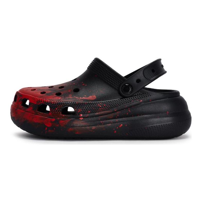 Crocs Classic Clog 811 Made Escape from the Scene Special Shoe Box Fluid Ink Splash Hole Shoes Unisex Style Black and Red