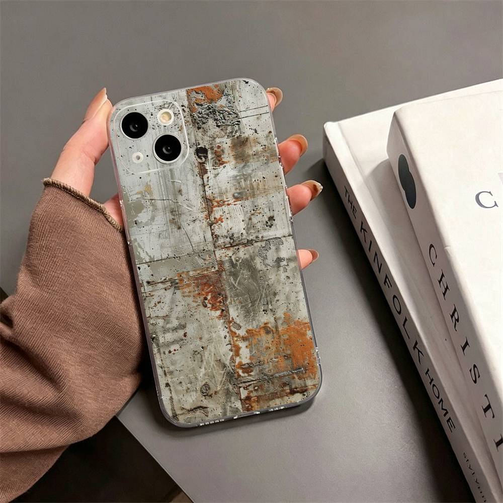 Industrial Style Rusty  Phone Case For iPhone17,16,15,14,13,12,11 Plus,Pro Max Soft Transparent Cover