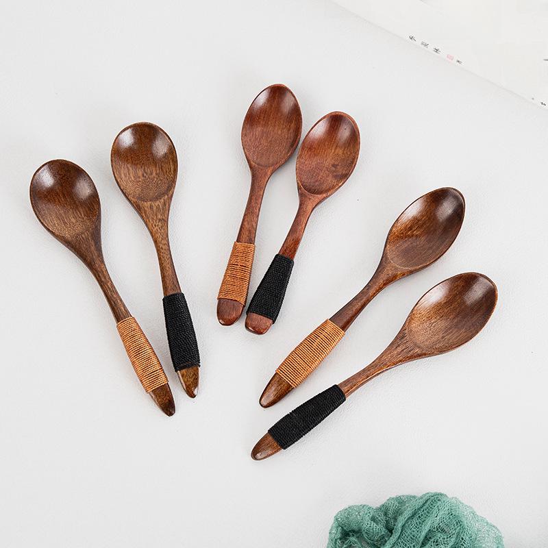 Japanese Nanmu Wooden Honey and Soup Spoon for Children - Mini Stirring Spoon