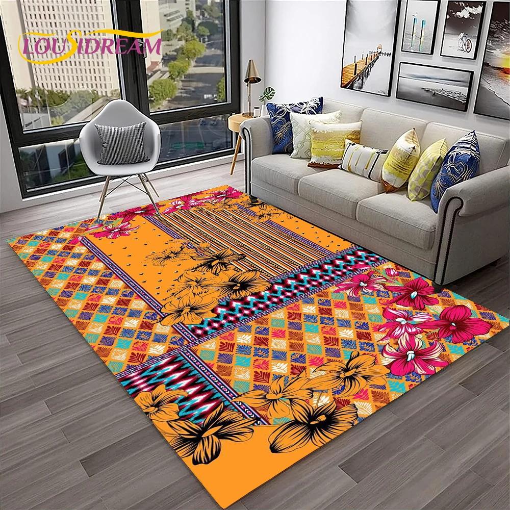 Turkey Bohemian Persian Flower Carpet Rug for Home Living Room Bedroom Sofa Doormat Kitchen Decor,Area Rug Non-slip Floor Mat
