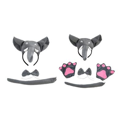 Halloweenský kostým slona Zvířecí převlekové sady Zahrnují sloní čelenku, ocas, motýlka pro dětskou halloweenskou cosplay párty