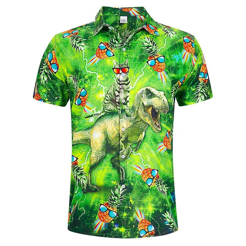 Funny Pattern Hawaiian Shirt for Men 3D Printed Casual Short Sleeve Tropical Collar Shirt
