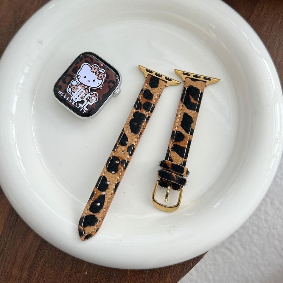 

Leopard Horsehair Leather Bracelet For Apple Watch Band Series 11/10/9/8/7/Ultra iWatch Strap 49/46/45/44/42/41/40/38mm Stylish 38 40 41(S11 10)42MM