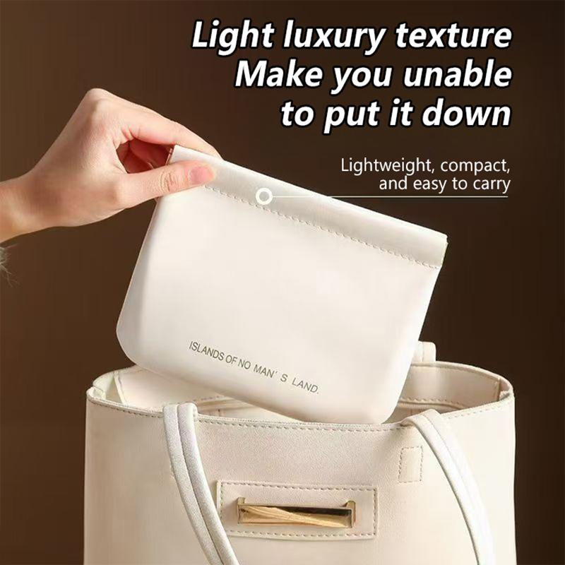 Pu Leather Simple Mini Lipstick Makeup Storage Bag Women Square Small Cosmetic Pouch Portable Make Up Key Organizer Bags