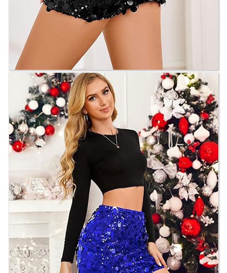 Sexy High Waist Sequined Dance Skirt