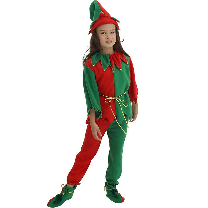 Family Holiday Party Christmas Dress Up Costume Christmas Elf Kids Suit
