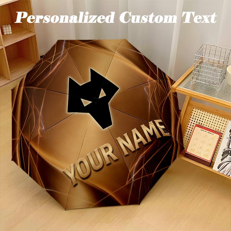 8 Rib Auto Folding Umbrella Wolverhampton Wanderers Football Print Custom Name Text Portable Rain Gear