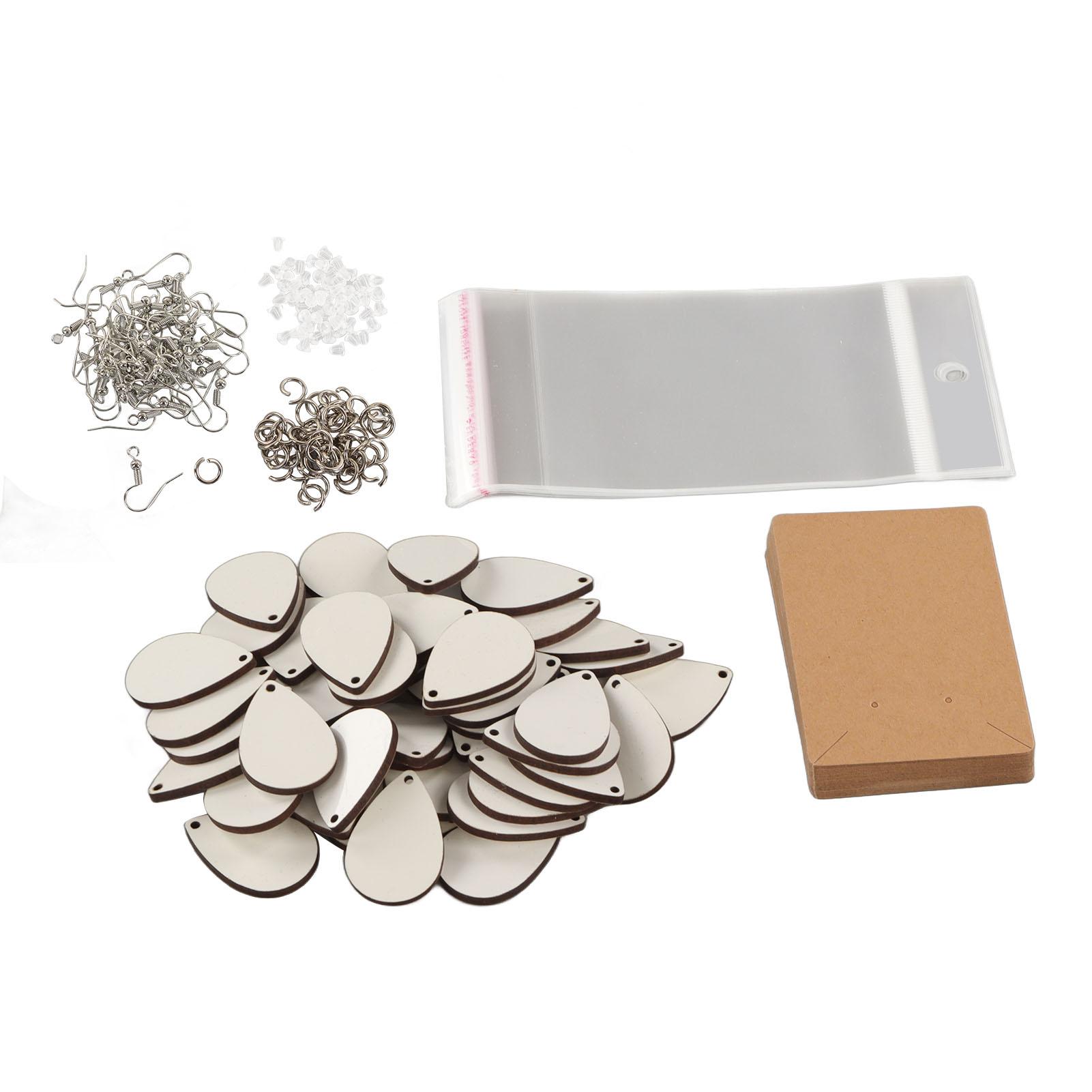

Sublimation Earring Blanks Set 250 Pcs Water Droplets Earring Pendant Ear Hook Cardboard Thermal Transfer Earrings Set