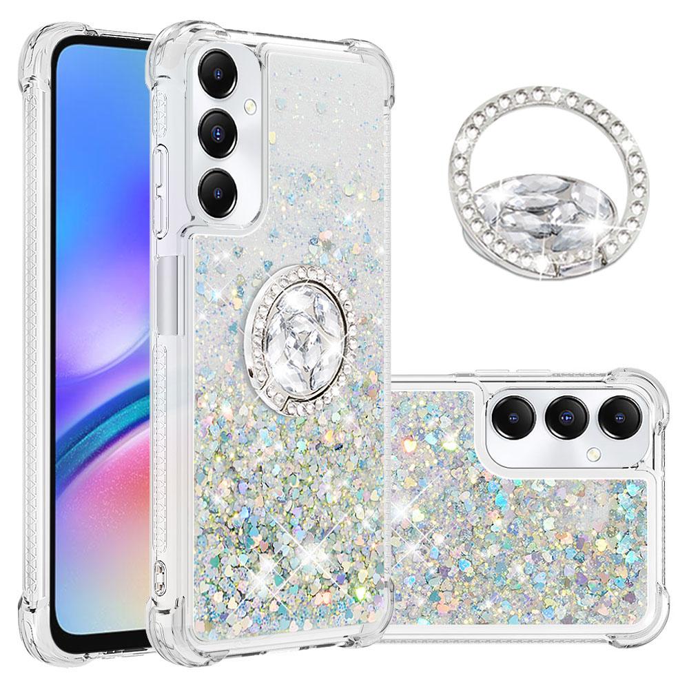 

For Samsung Galaxy A05s 4G TPU Case with Kickstand Quicksand Shockproof Cover Silver/Hearts