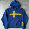 Amerykański Trend Harajuku Moda Nadruk Tekstowy Niebieska Bluza z Kapturem Damska Letnia Luźna Casualowa Uliczna Hip Hop Rap Bluza