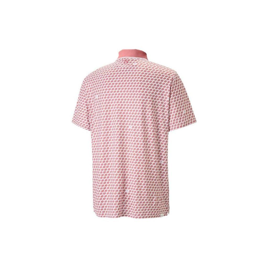 Puma All Over Print Casual Short Sleeve Polo Shirt Men Tops Deep-Pink 538971-03