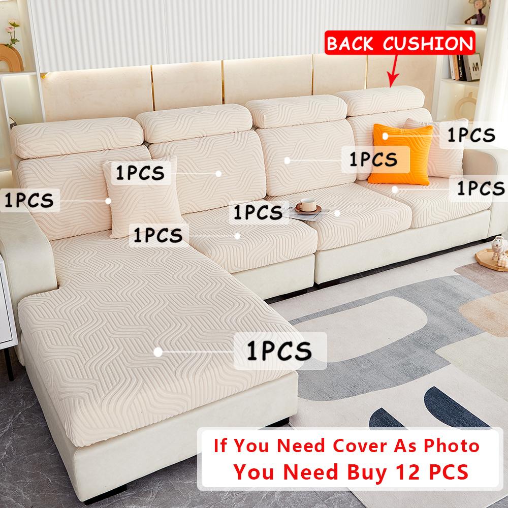 Jacquard Sofa Cushion Cover Elastic Solid Color Sofa Cover For Living Room Washable Removable L Shape Armchair Couch Covers 1pcs