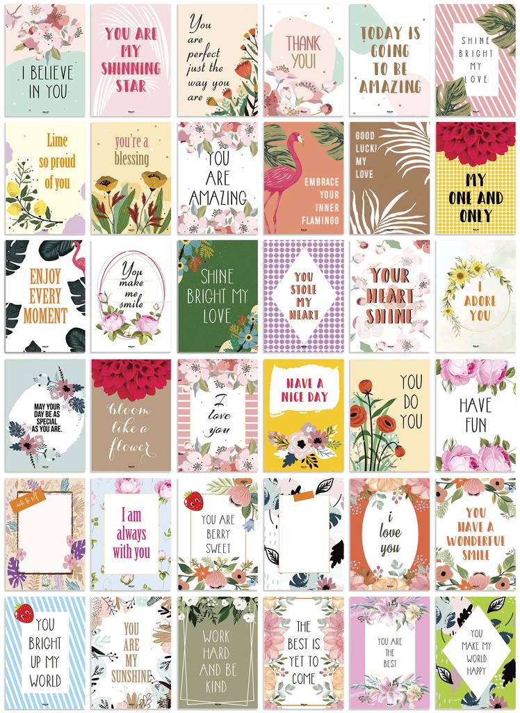 Inkdotpot Lunch Box Notes For Adults Teens, Motivation Inspiration Affirmation Cards, Pack of 36, Unique Assorted Designs (Mermaid