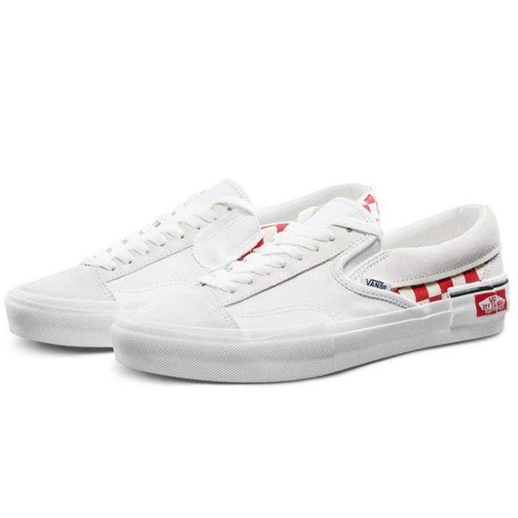 Vans Scarpe da Skate Slip-On a Punta Bassa Unisex Griglia Rossa Bianca VN0A3WM5TLJ