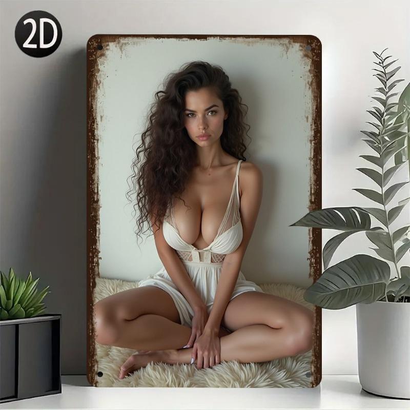 Lamiere Pin-Up Girl, Decorazione Metallica per Officina Garage 20x30cm