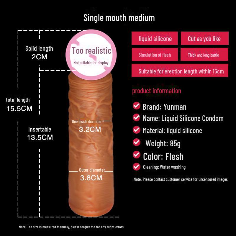 Yunman Liquid Silicone Wolf Tooth Penis Sleeve for Men - Enhances Long-Lasting Orgasm