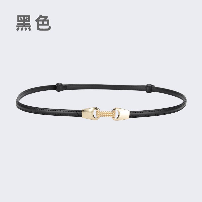 Fine Belt Women'S Leather Button Belt Women'S Casual Pants Belt Chain