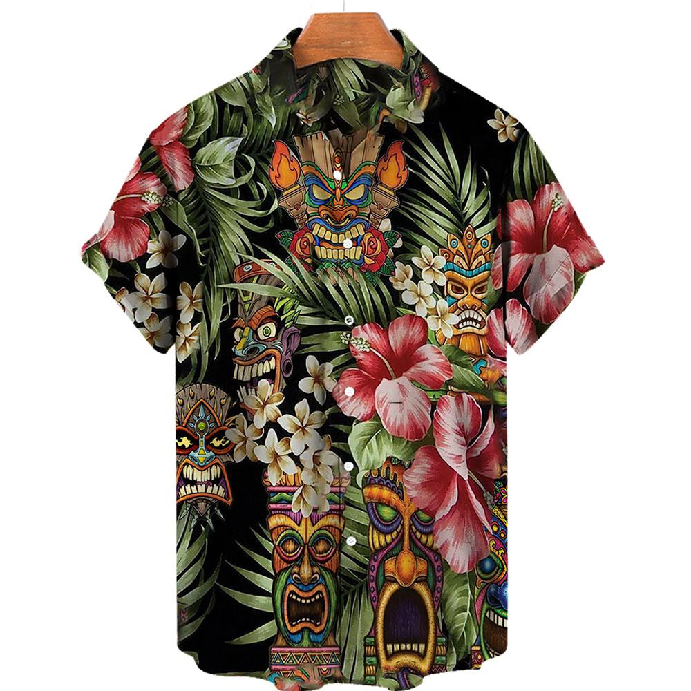 Men's Hawaiian 3d Shirts Streetwear Short Sleeve Oversized Summer Camisa Floral Masculina Blouse Retro