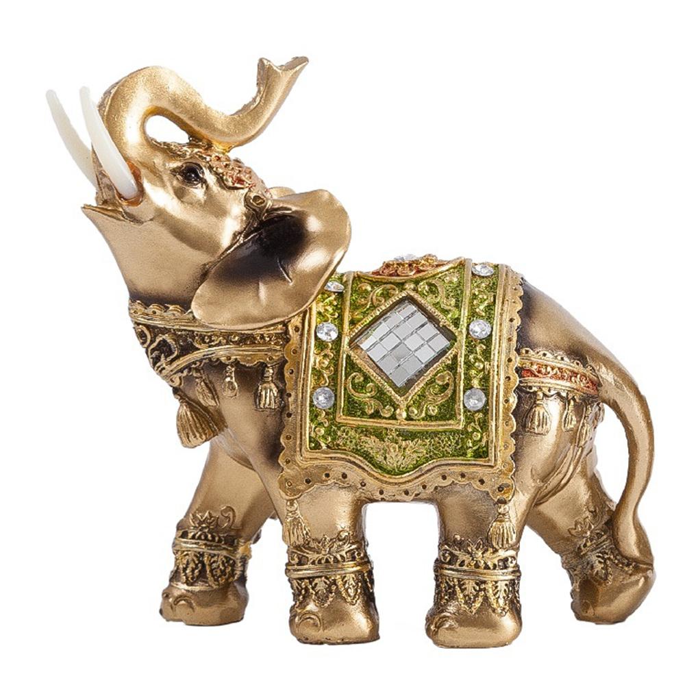 Feng Shui Fortune Lucky Elephant Statue Resin Crafts Home Porch Office Desktop Ornament, Size S