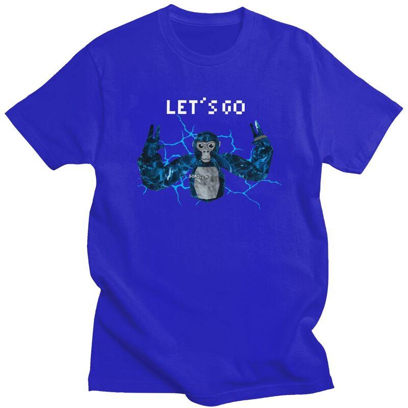 Male Lets Go Gorilla Gamer Meme T Shirt Round Neck Pure Cotton Short Sleeve TShirt Novelty Loose Oversized Summer Tyle Clothes