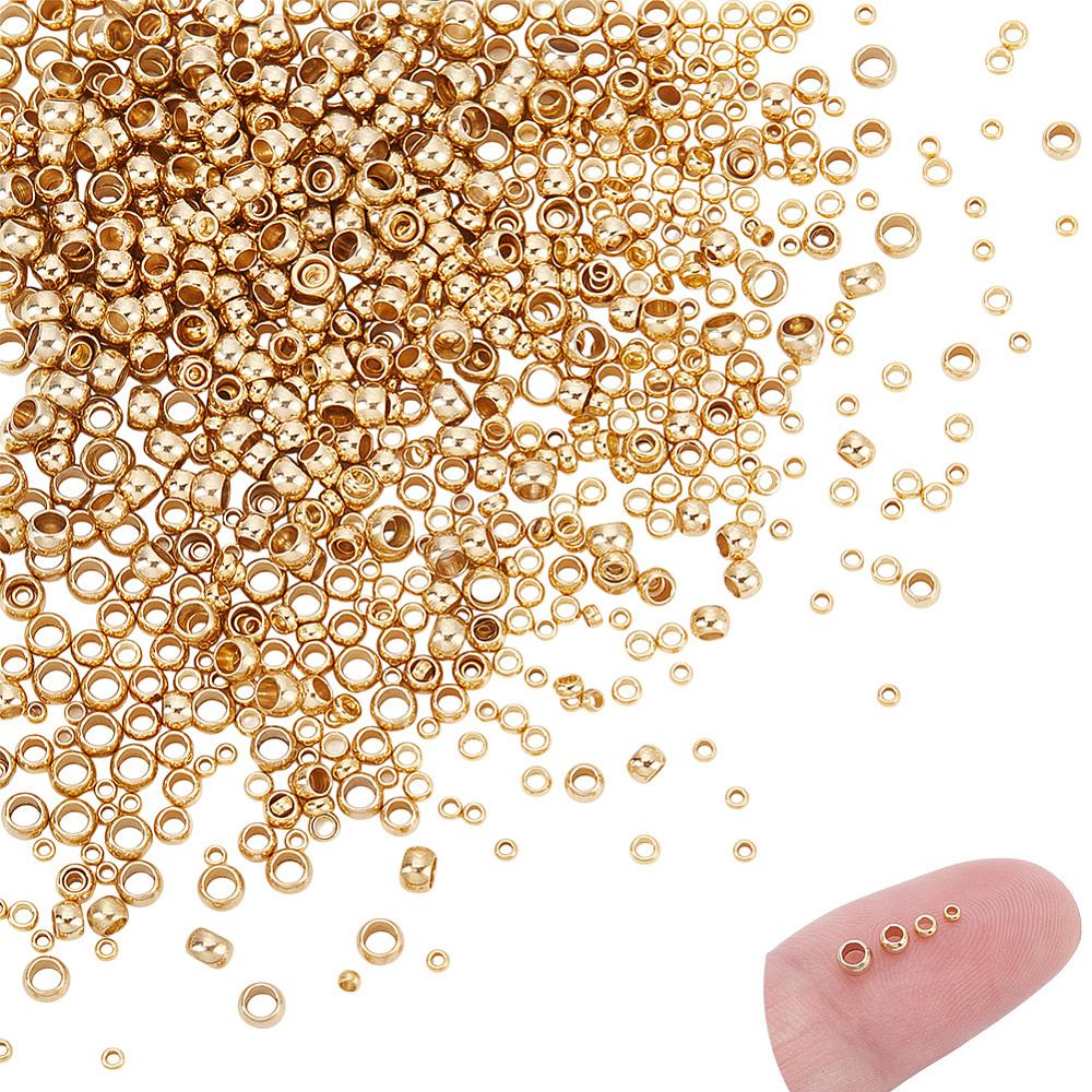 800Pcs 4 Style 304 Stainless Steel Spacer Beads, Rondelle, Golden, 1.5x0.8mm, Hole: 0.8mm, 200pcs/style