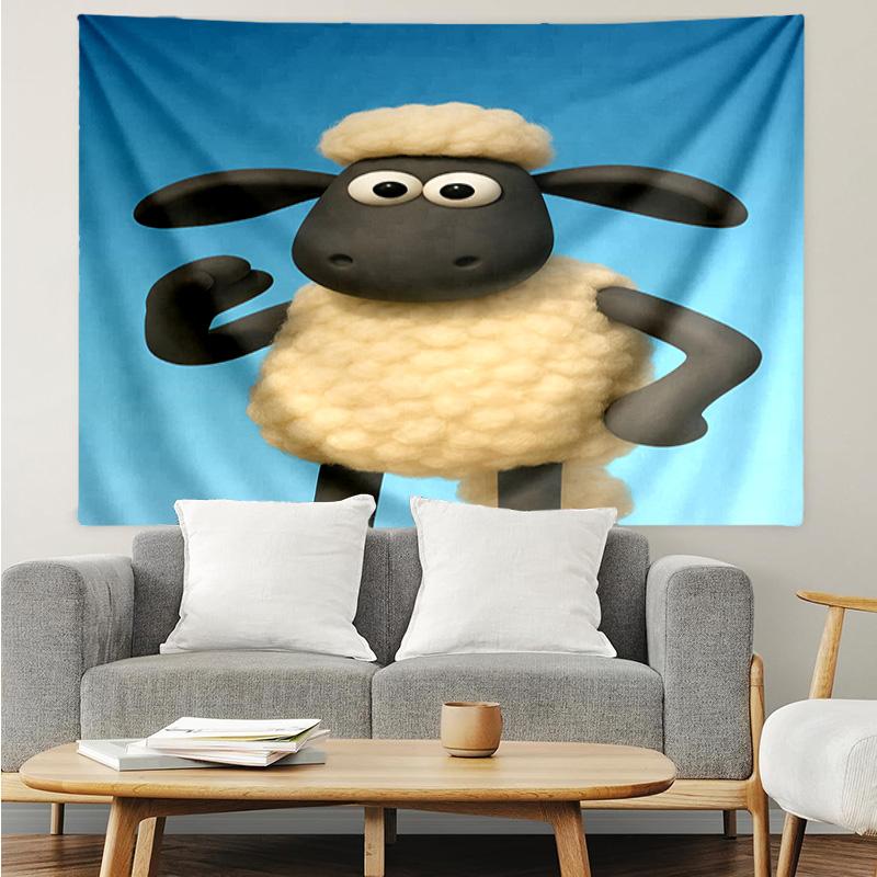 1PC Sheep And Shaun Adventure Tapestry Accessories Playroom Tapestry, for Bedroom,Livingroom, Dormitory Room Wall Decor Fan Birthday Gifts