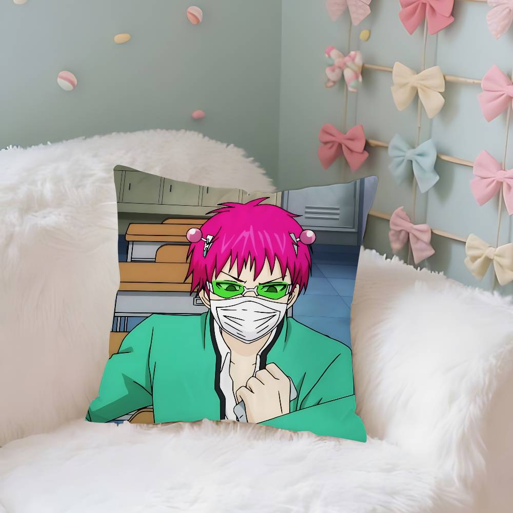 Cute S-Saiki K Throw Pillow Covers Pattern Cushion Cover Suitable For Sofa Bedroom Car Pillow Cover