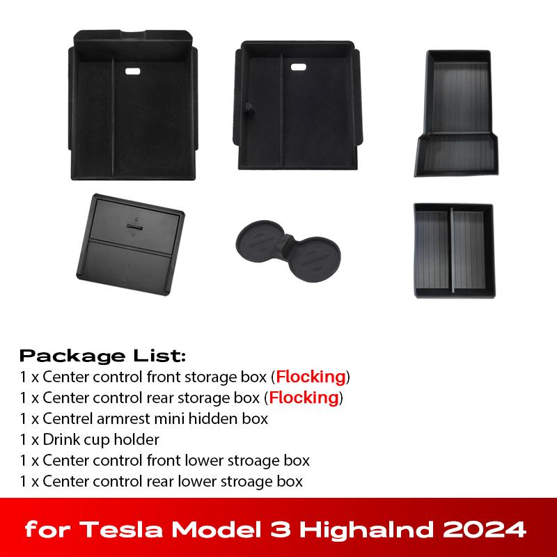 for Tesla New Model 3 Highland 2024 2025 Console Armrest Storage Organizer Interior Storage Box Interior Accessorie