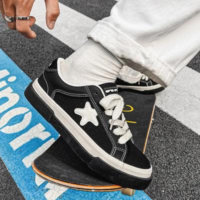 35-44 Unisex Sneakers Women Men Trainers Fashion Contrast Canvas Leather Panels Vulcanized Shoes Couple Sports Skateboard Shoes