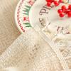 Christmas Lace Tablecloth Embroidered Santa Claus Xmas Bell Table Cloth Festive Dining Table Cover for Holiday Home Dinner Party Decor